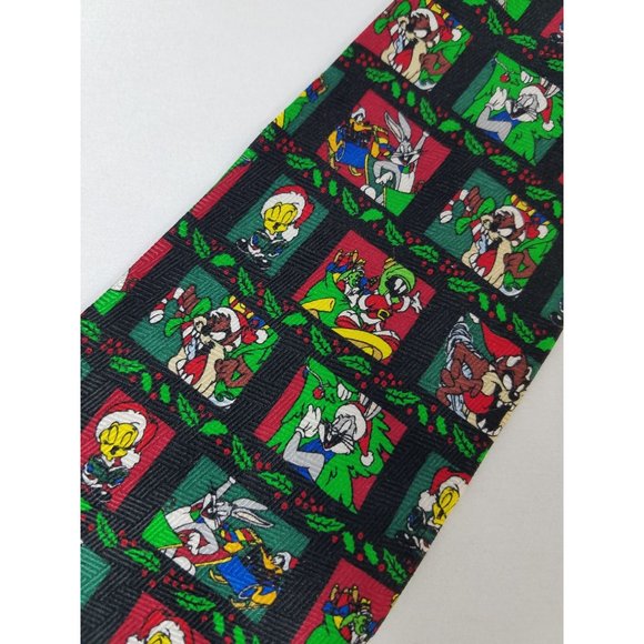 Looney Tunes Men's Neck tie Necktie Christmas Holiday Silk 1998 vintage - Picture 2 of 7